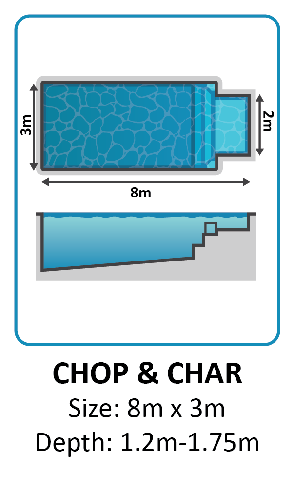 Chop & Char fibreglass pool shape