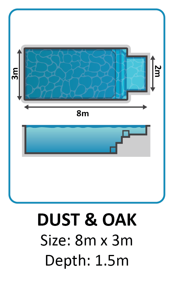 Dust & Oak fibreglass pool shape