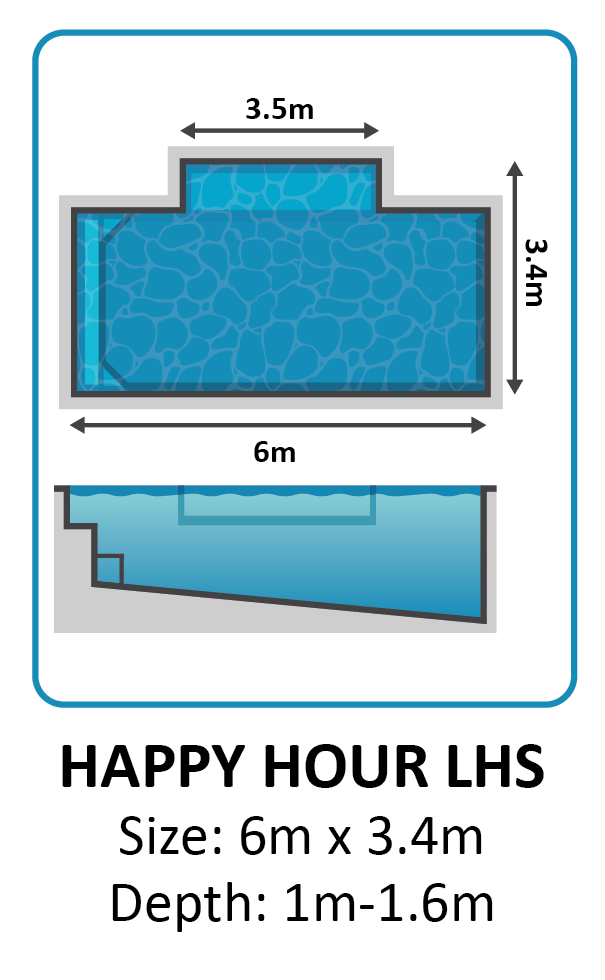 Happy Hour LHS fibreglass pool shape