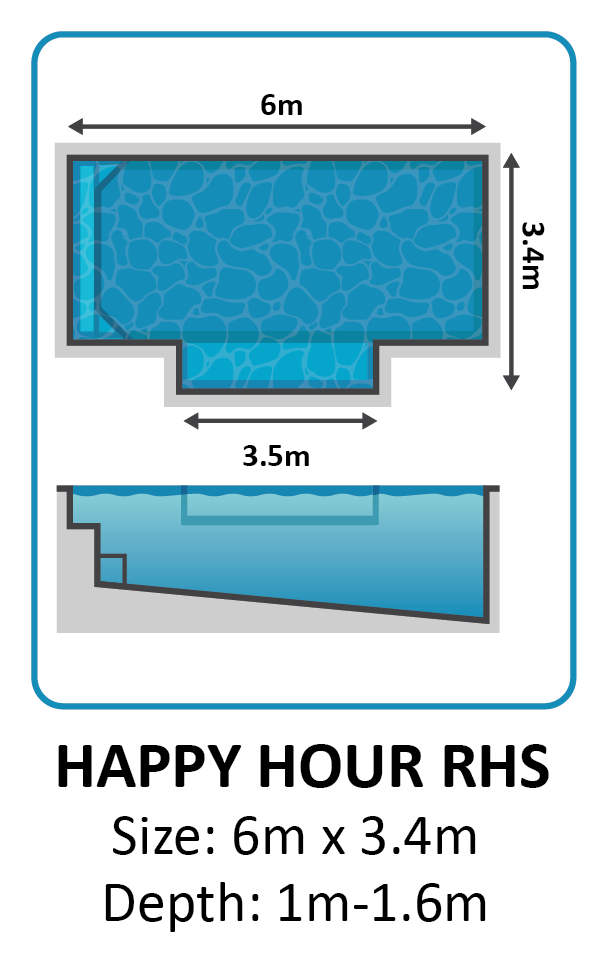 Happy Hour RHS fibreglass pool shape